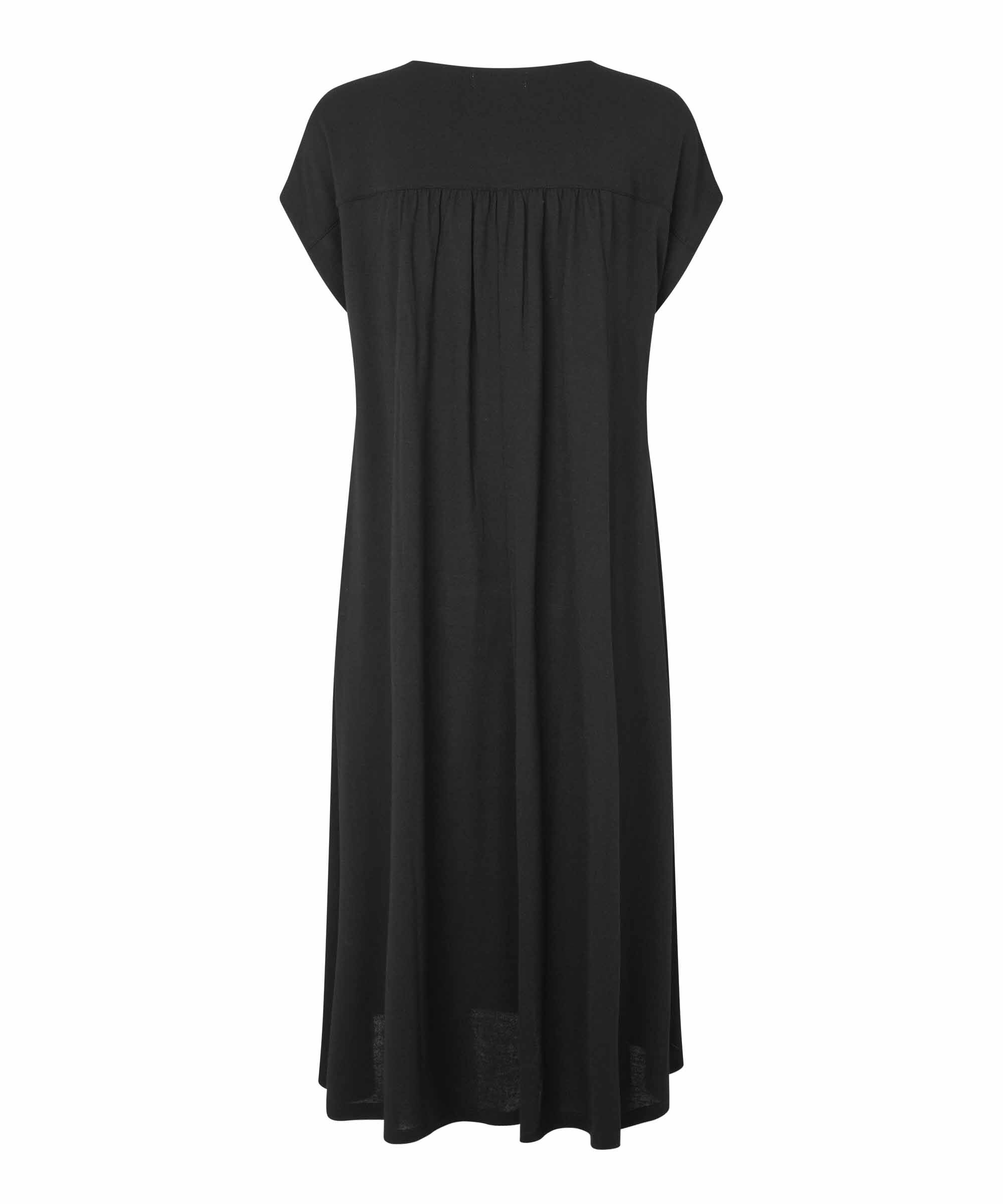 kurz&auml;rmliges Jerseykleid mit femininen Falten, Black