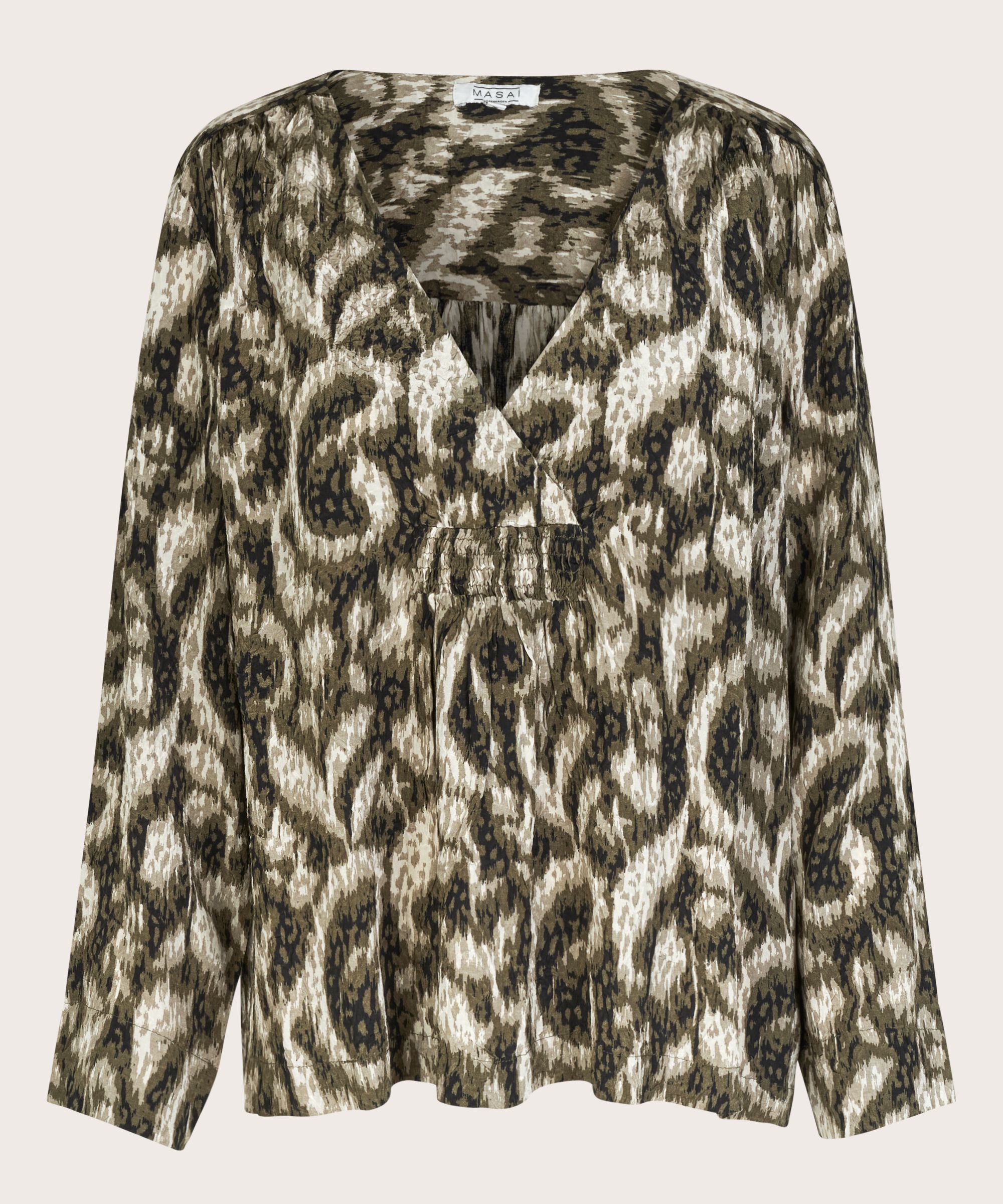 Viskosebluse mit gesmoktem Detail, Sea Turtle