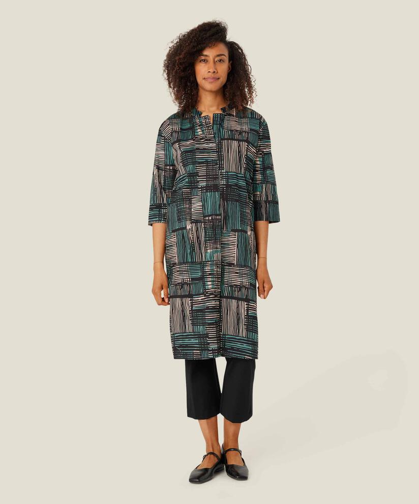 Hemdkleid aus Baumwolle mit Eingrifftaschen, Teal