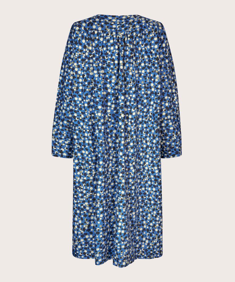Baumwollkleid mit Falten und Eingrifftaschen, Federal Blue