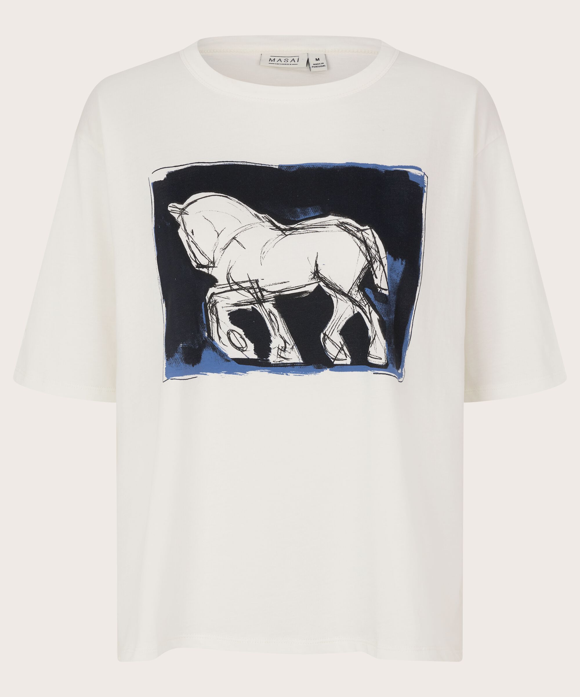 Bedrucktes Baumwoll-t-shirt Mit Rundhals, Jet Stream