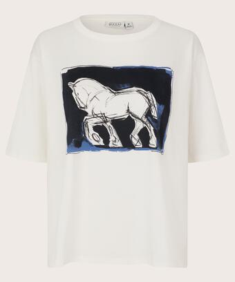 Bedrucktes Baumwoll-t-shirt Mit Rundhals, Jet Stream