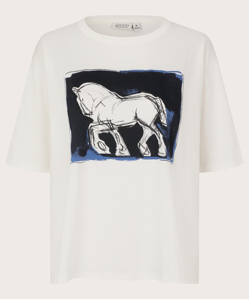 Bedrucktes Baumwoll-t-shirt Mit Rundhals, Jet Stream