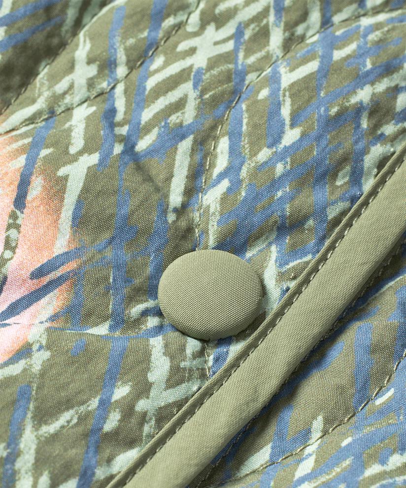 gesteppte, gemusterte Jacke mit Knopfverschluss, D. Lichen Green