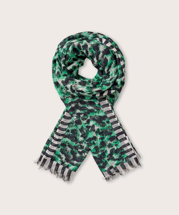 Schal mit Leopardenmuster , Winter Green