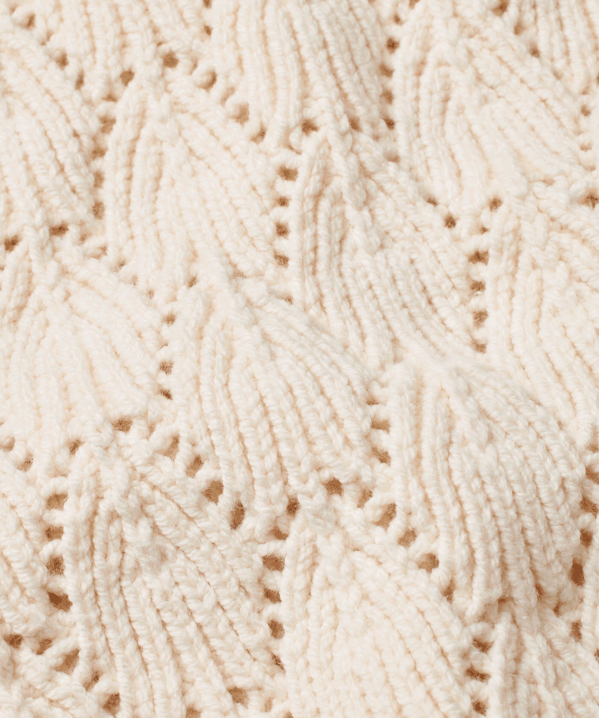 Strickpullover mit dekorativem Lochmuster und Rollkragen, Whitecap