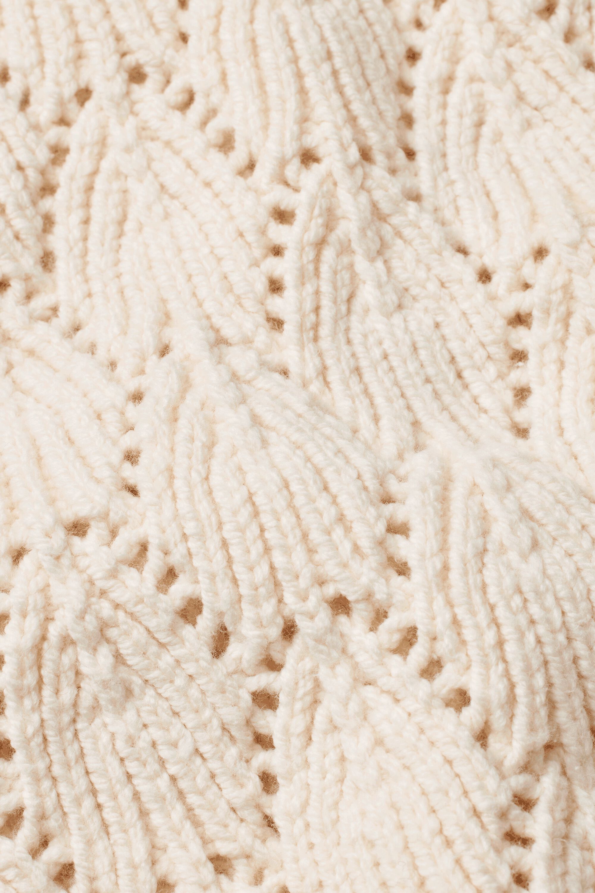 Strickpullover mit dekorativem Lochmuster und Rollkragen, Whitecap