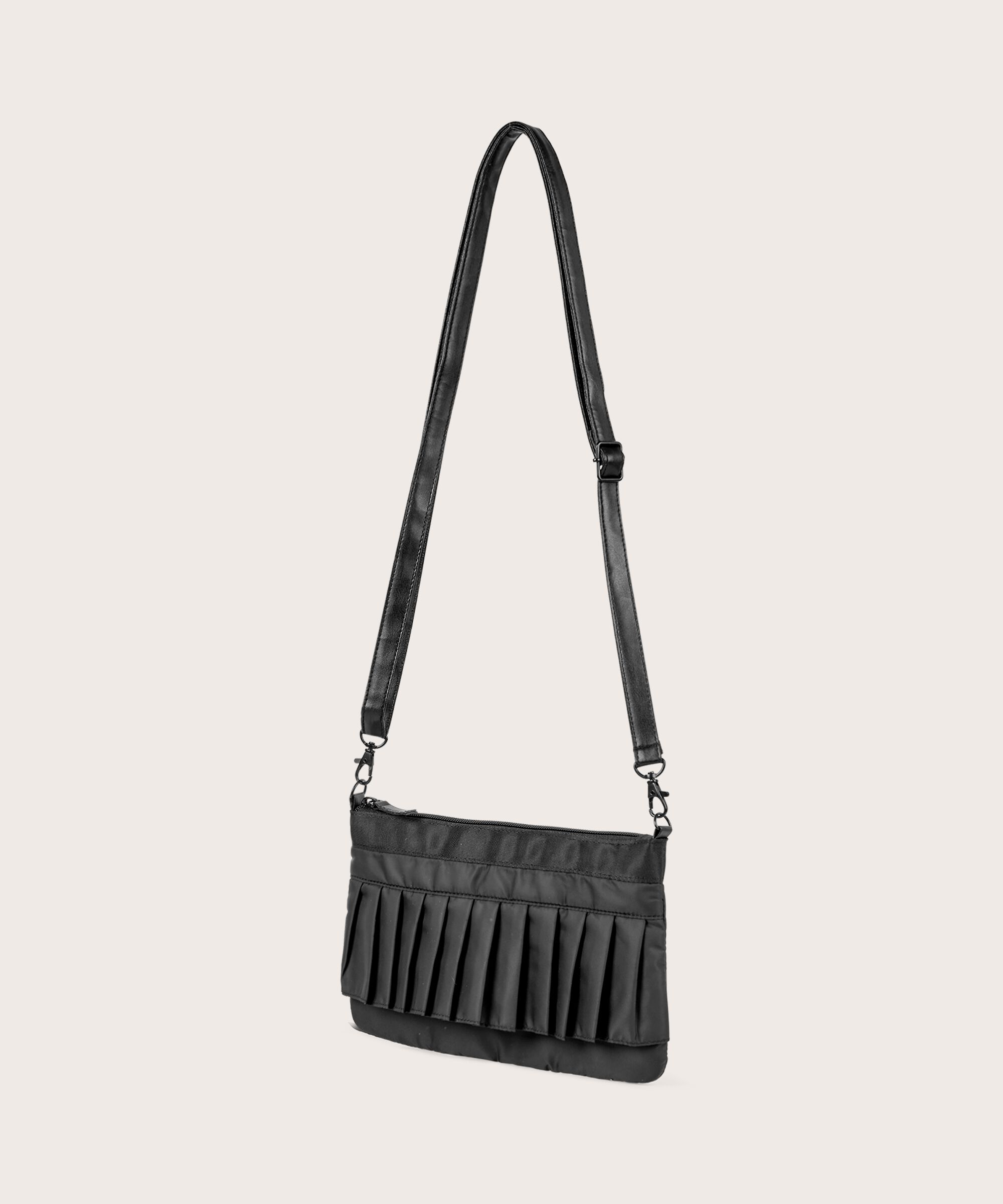Nylontasche mit Rüschen, Black