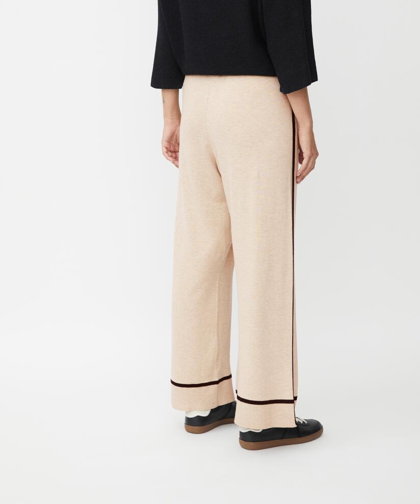 Feinstrickhose mit Kontraststreifen, L beige mel