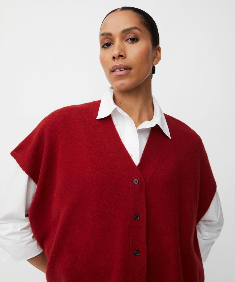 Wollcardigan mit kurzen Ärmeln, Red Dahlia