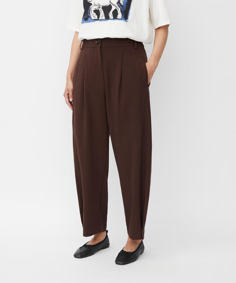 Gewebte Hose Mit Stretch Und Knopfdetail Am Bein, Sh. Chocolate