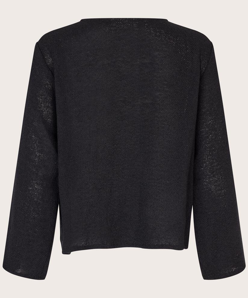 Bouclé-Jacke mit Taschen und goldenen Knöpfen, Black
