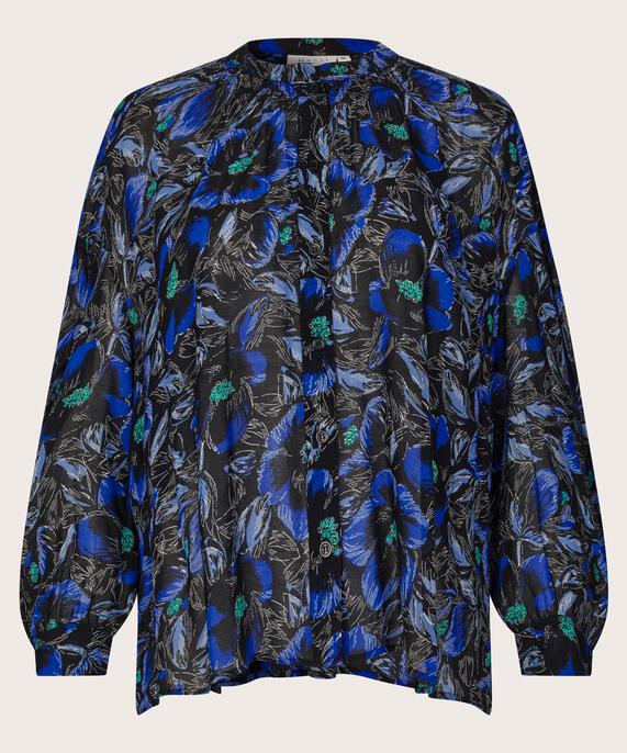 Hemd aus bedruckter, leicht transparenter Viskose, Surf the web