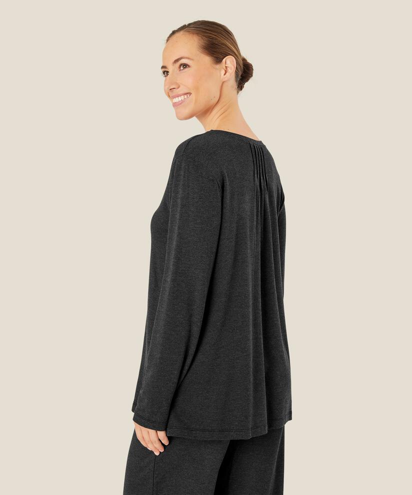 Jersey-Top mit Falten auf der Rückseite, D. Grey mel.