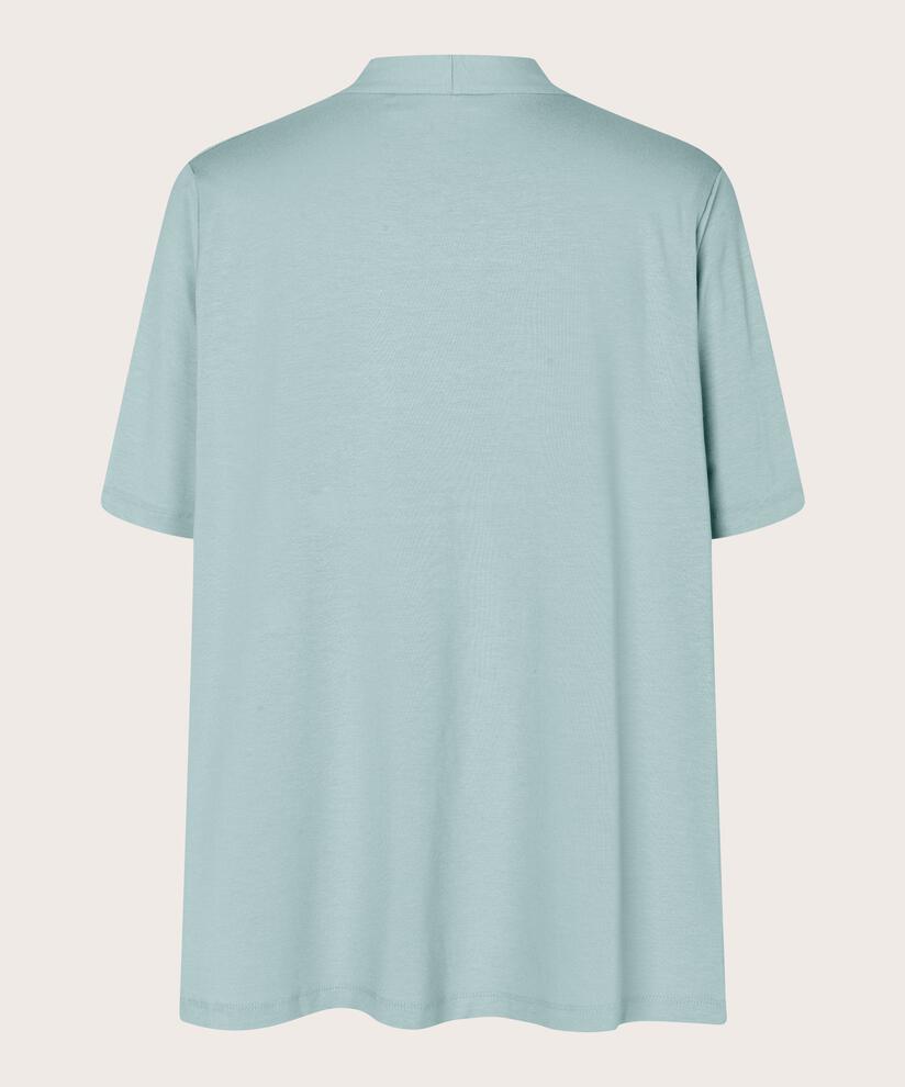 T-Shirt mit V-Ausschnitt und Drapierungen, Blue Haze