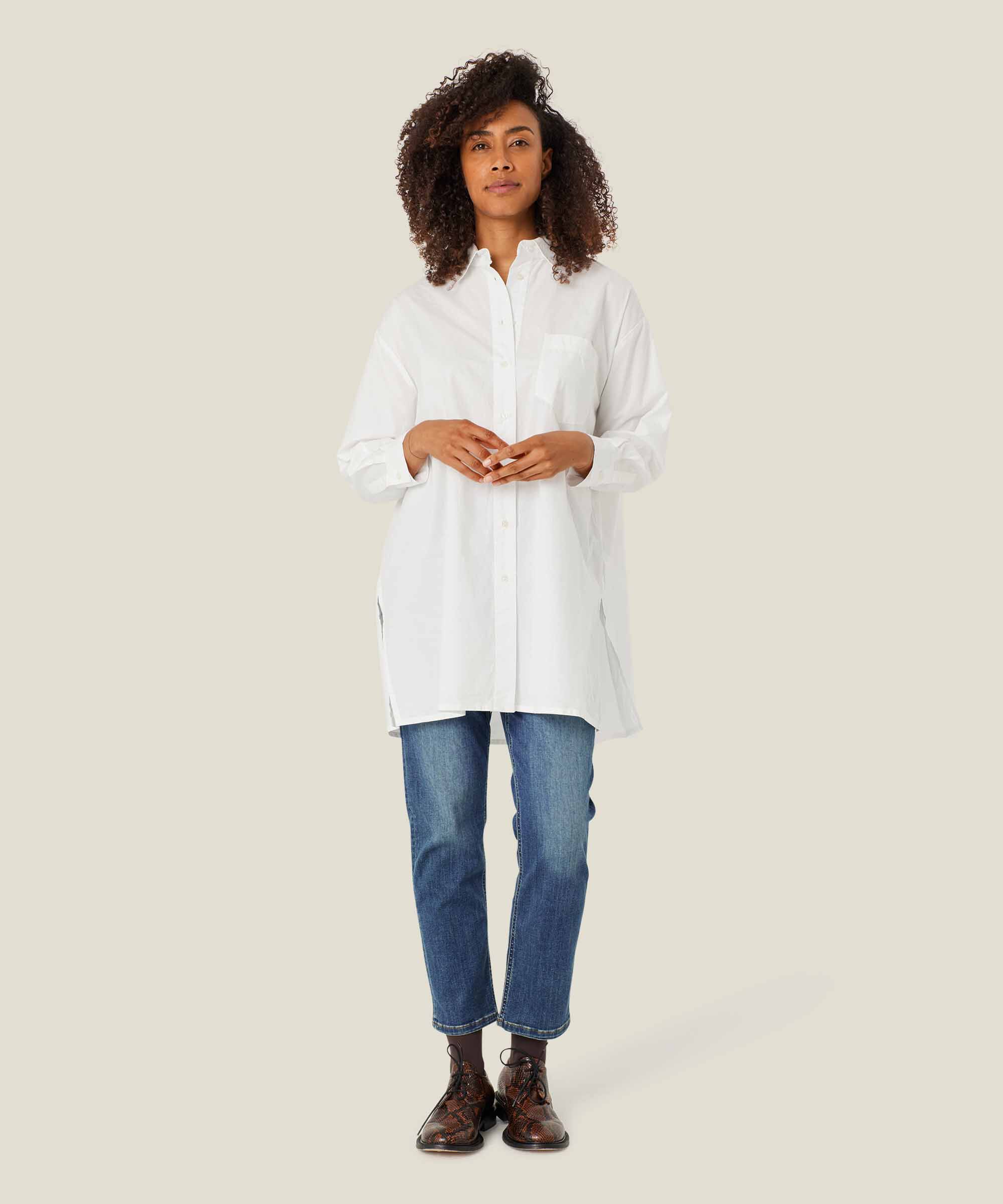 Button-Down-Hemdbluse aus Baumwolle, White