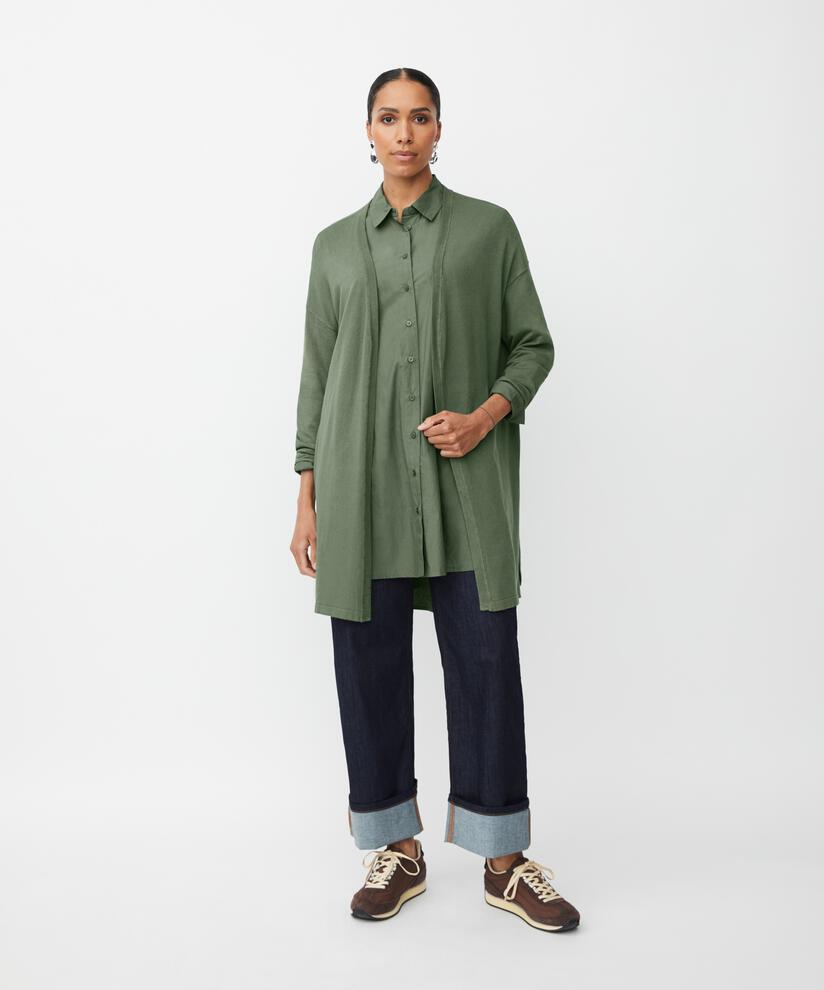 Feinstrick-cardigan Mit Geradem Schnitt, Duck Green