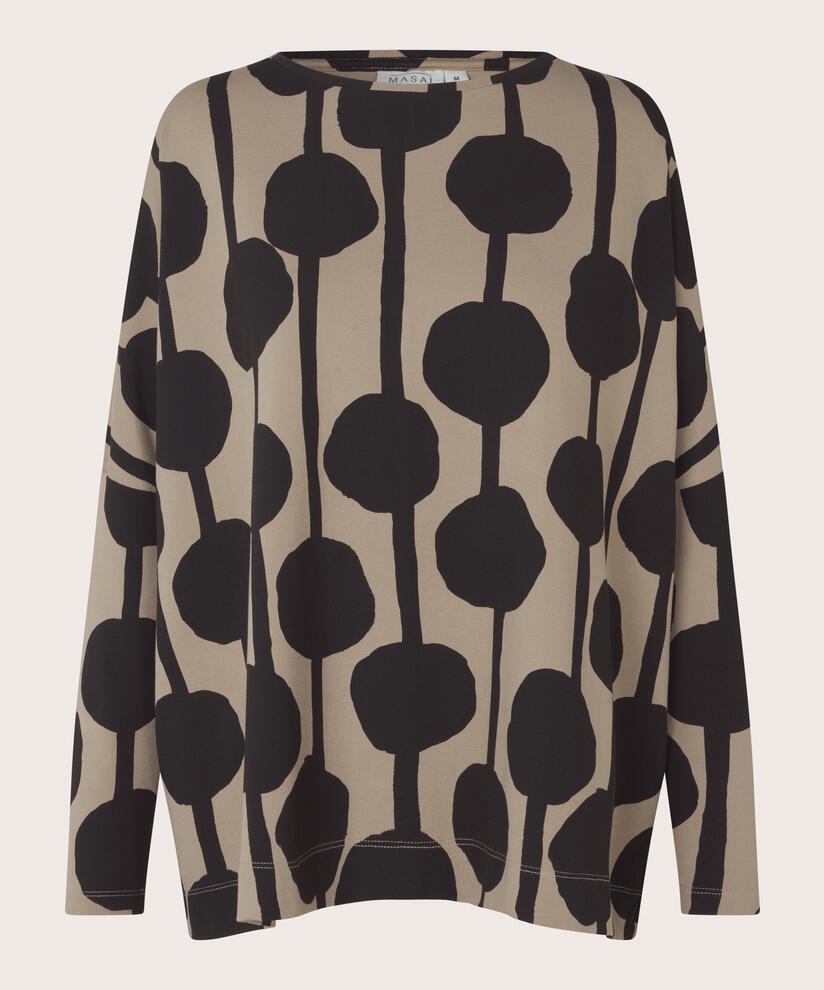 Oversize Jersey-Top mit schmalen Ärmeln, Roast Cashew