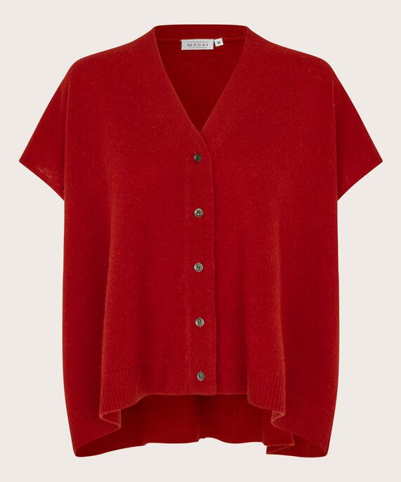 Wollcardigan mit kurzen Ärmeln, Red Dahlia
