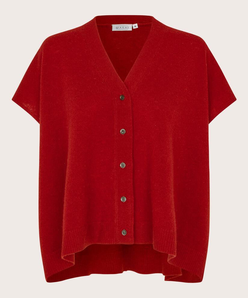 Wollcardigan mit kurzen Ärmeln, Red Dahlia