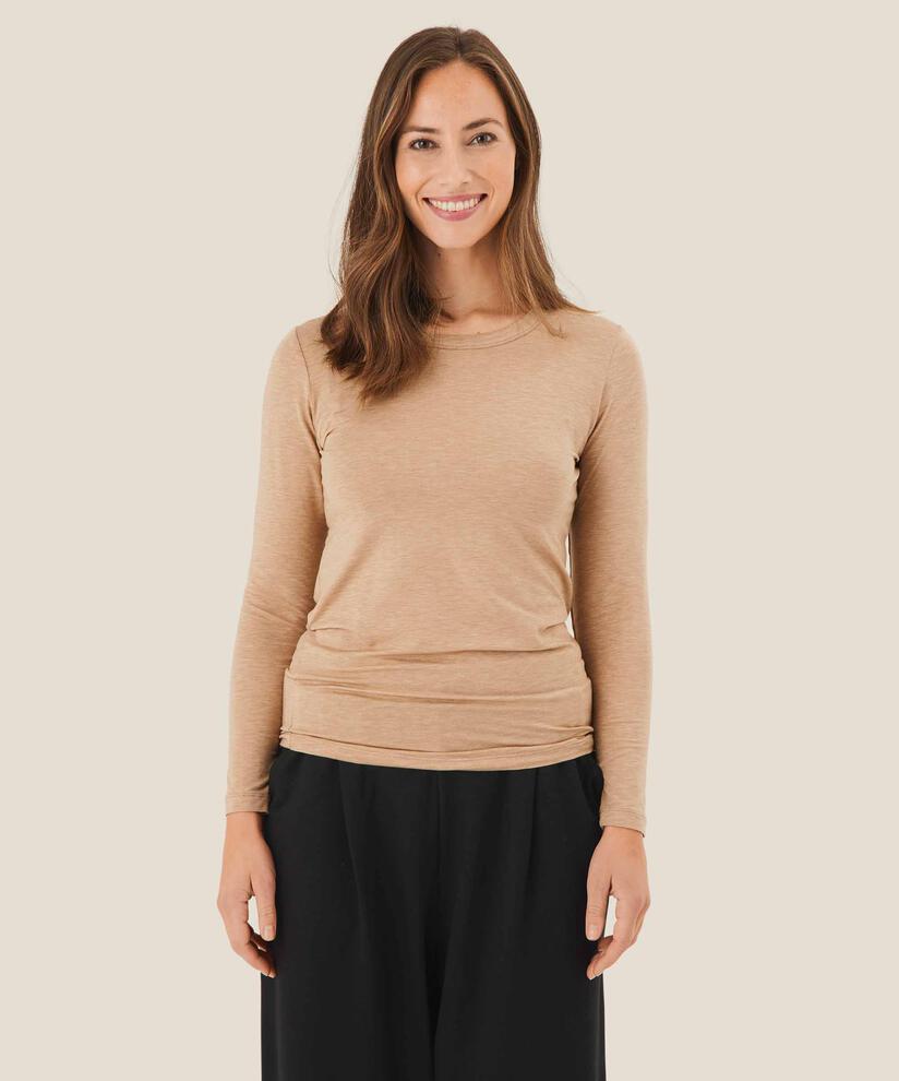 Shirt Mit Rundem Hals, Toffee Melange