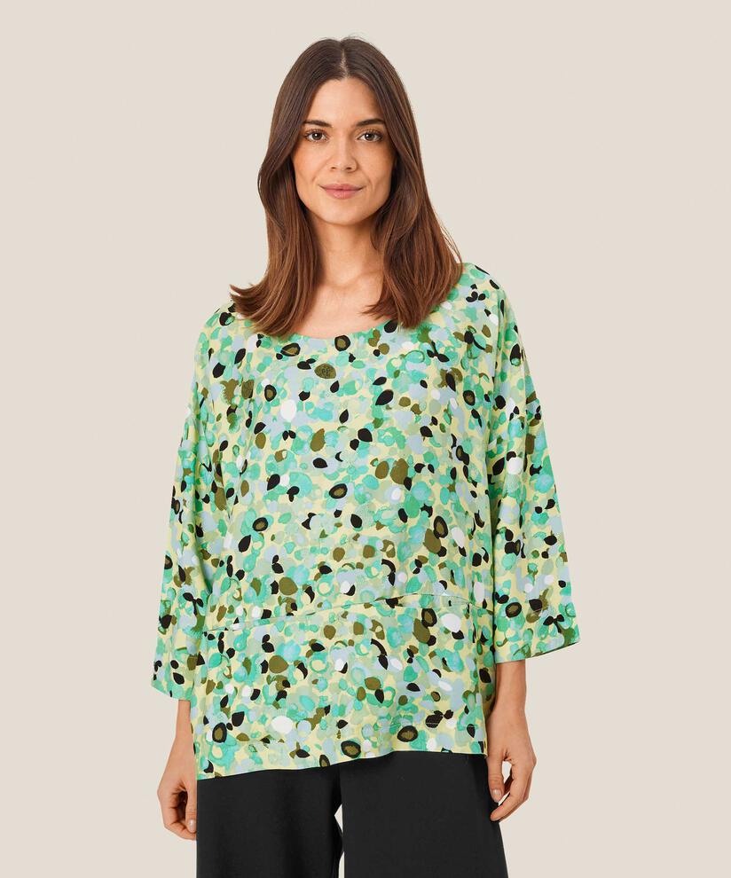 Gemusterte Viskosebluse mit Taschen vorne, Winter Green