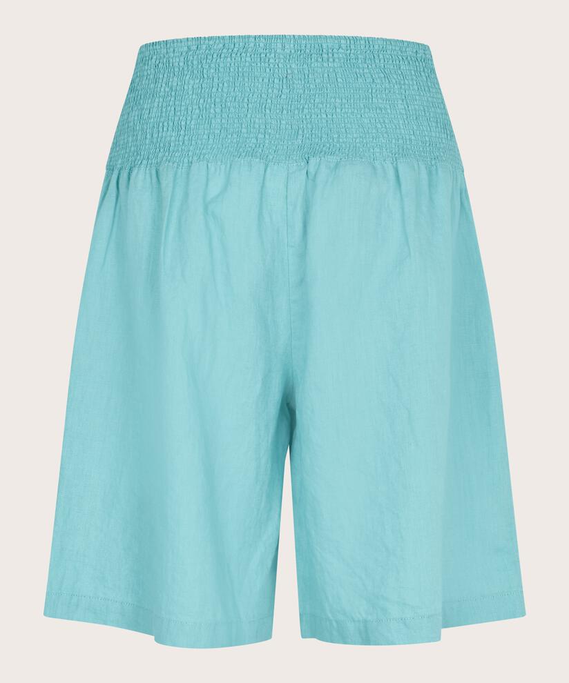 Leinenshorts Mit Gesmoktem Gummizug Hinten, Aqua