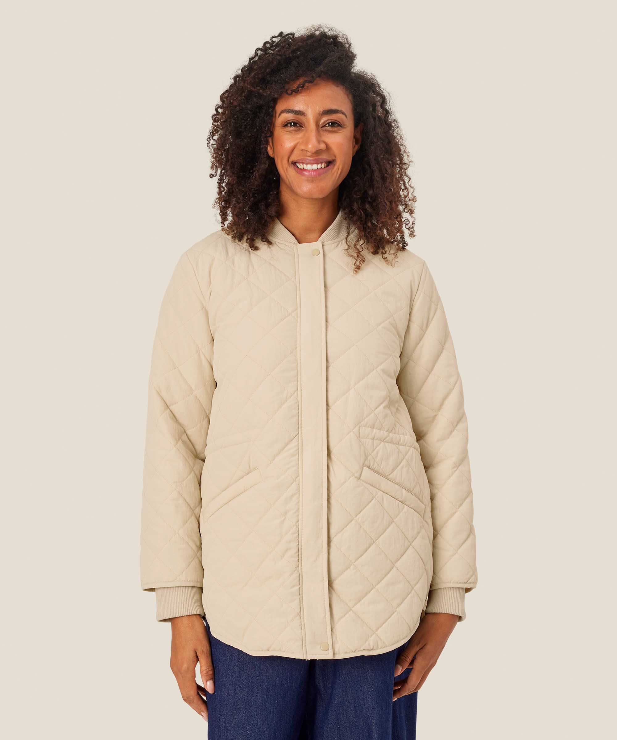 Steppjacke mit Rippdetails und Eingrifftaschen, Oyster White