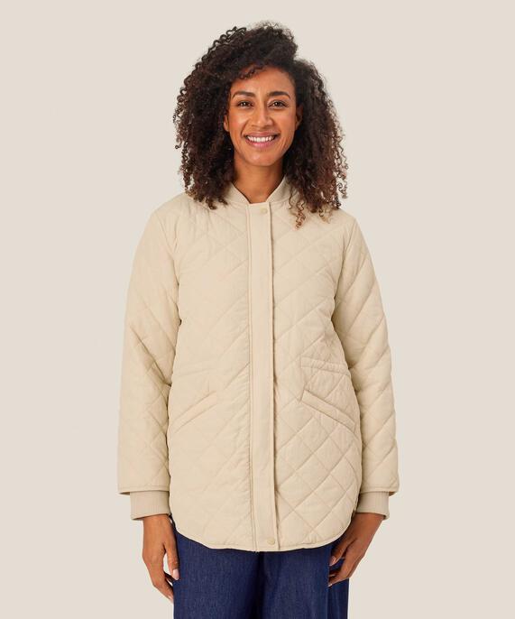 Steppjacke mit Rippdetails und Eingrifftaschen, Oyster White