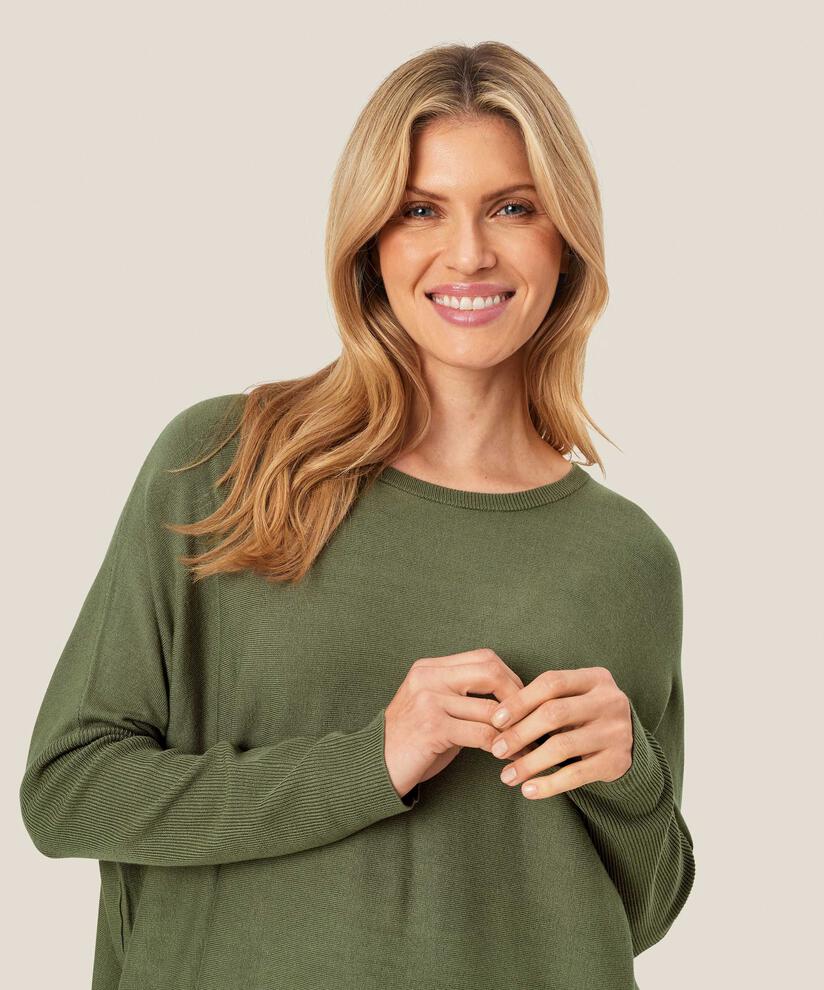 Oversize-pullover Mit Schmalen Ärmeln, D. Lichen Green