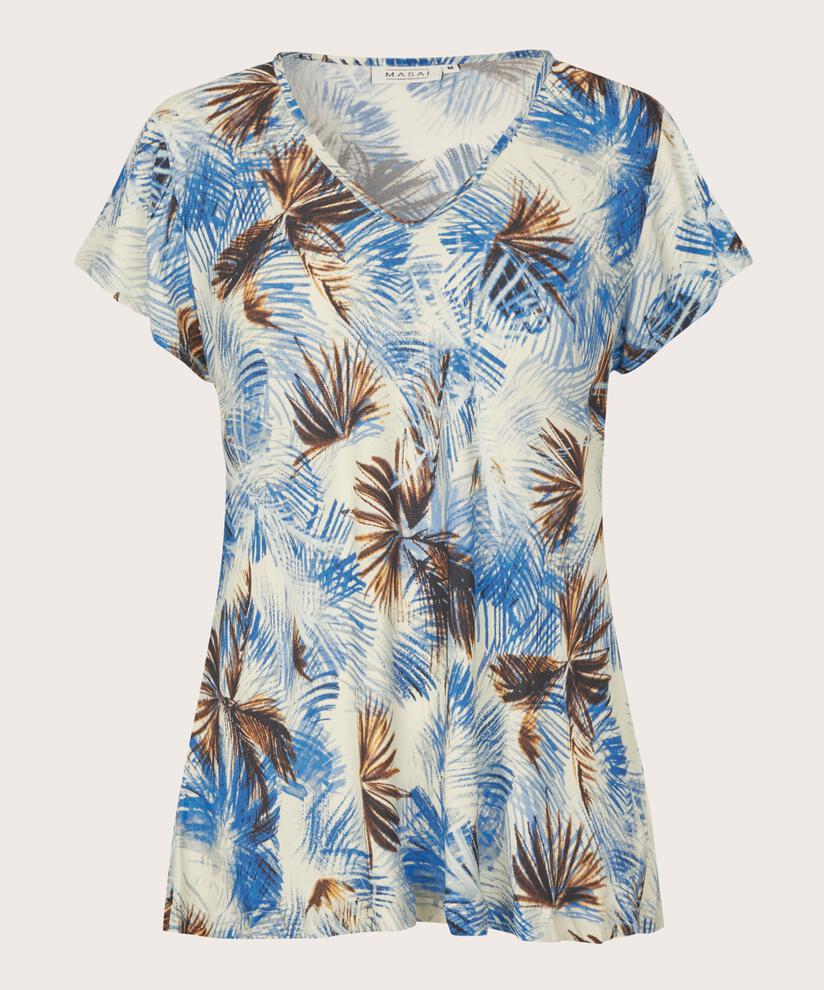 Bedrucktes Viskose-top Mit V-ausschnitt, Della Blue