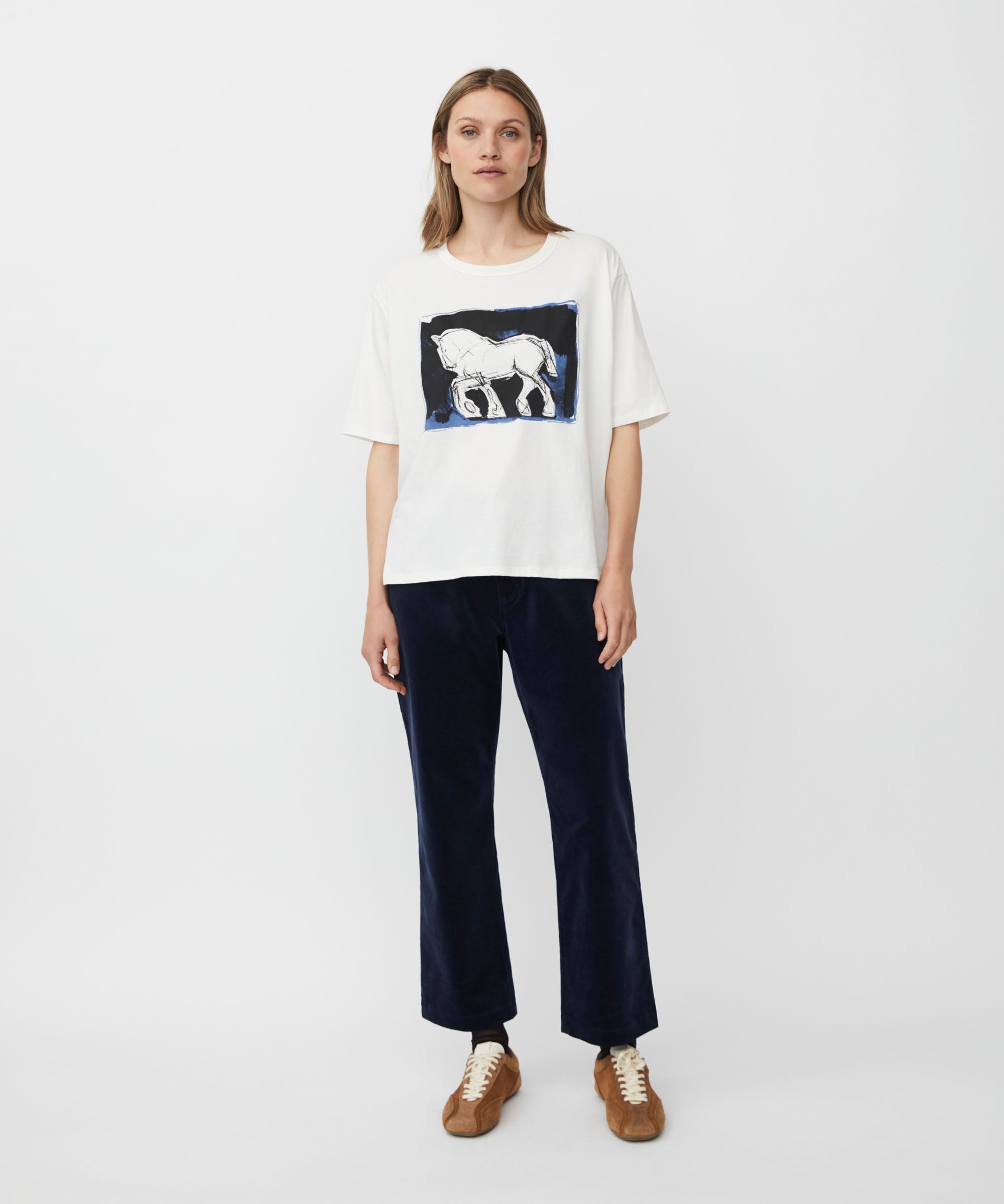 Bedrucktes Baumwoll-t-shirt Mit Rundhals, Jet Stream