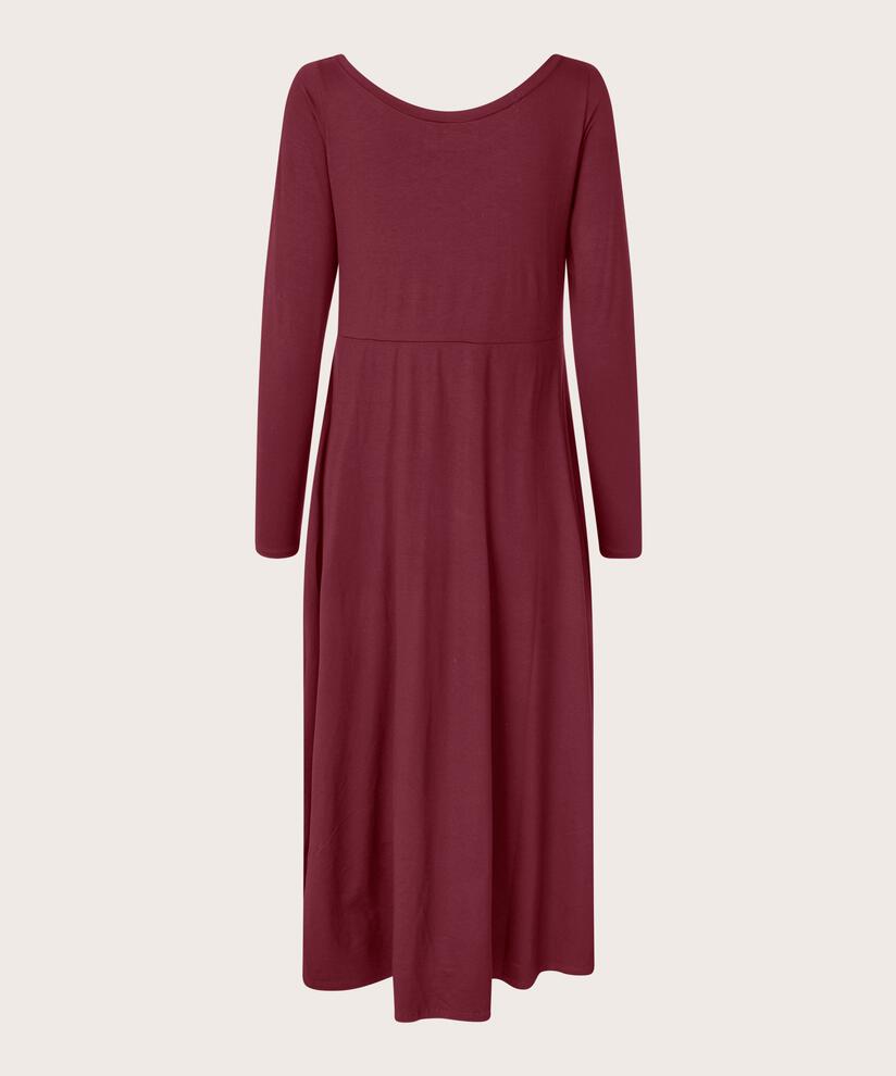 Jerseykleid mit langen Ärmeln und Rundhalsausschnitt, Tawny Port