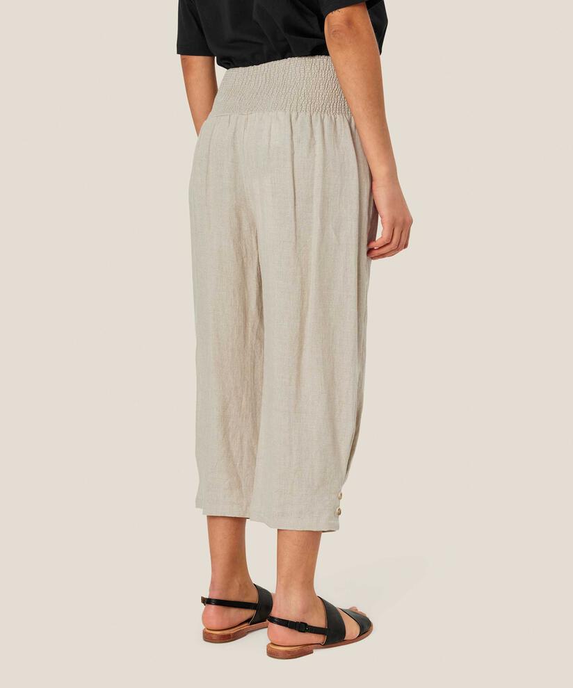 Leinenhose mit breitem, gesmoktem Gummizug hinten, Natural