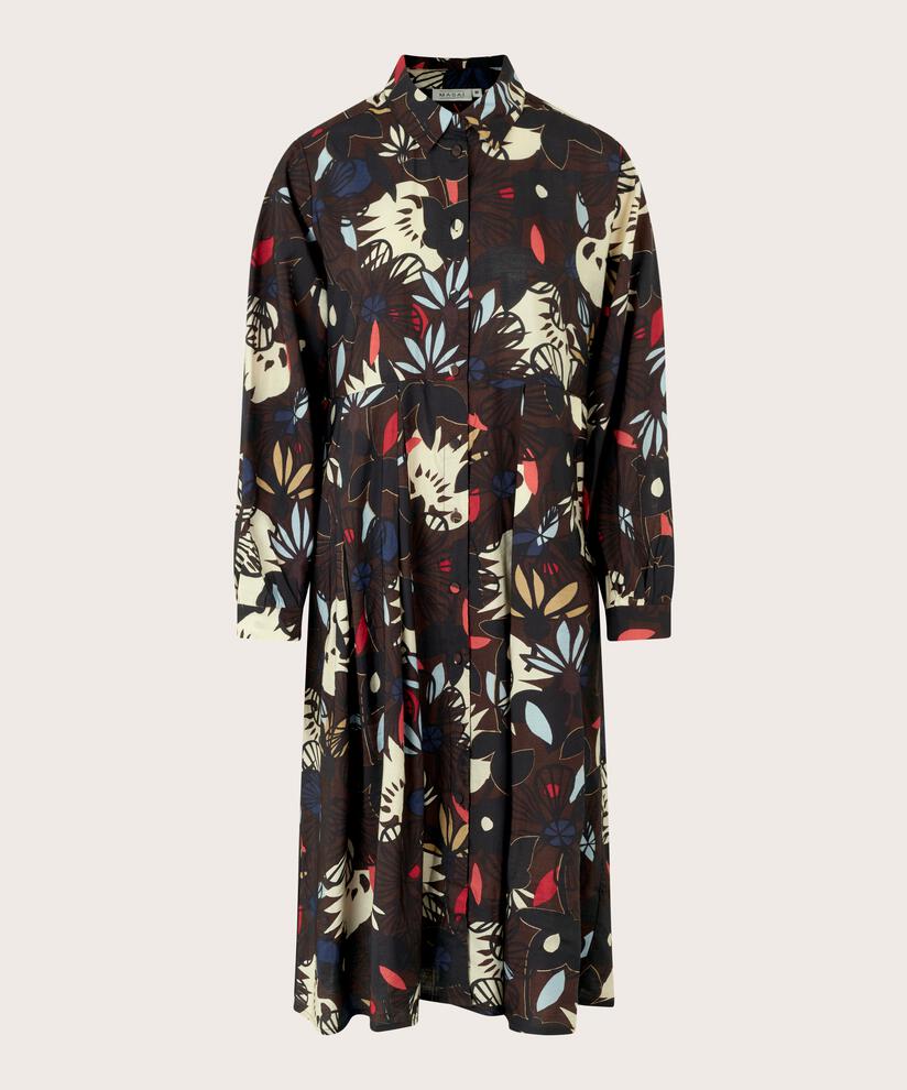 Kleid aus Viskose mit Knöpfen und Kragen, Coffee Bean