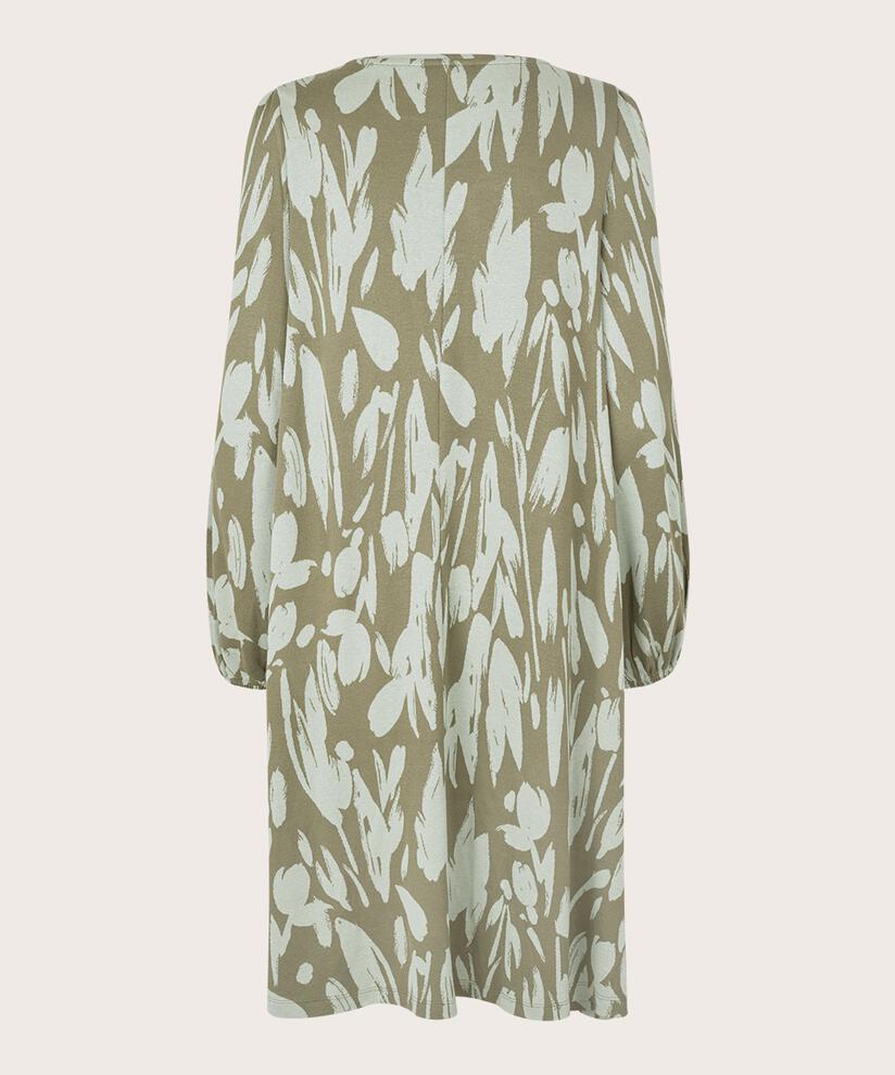 Kleid aus geblümtem Jersey mit Rundhalsausschnitt, Frosty Green