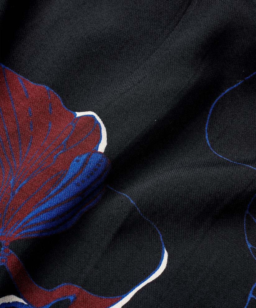 geblümtes Viskosekleid mit Falten an der Taille, Tawny Port