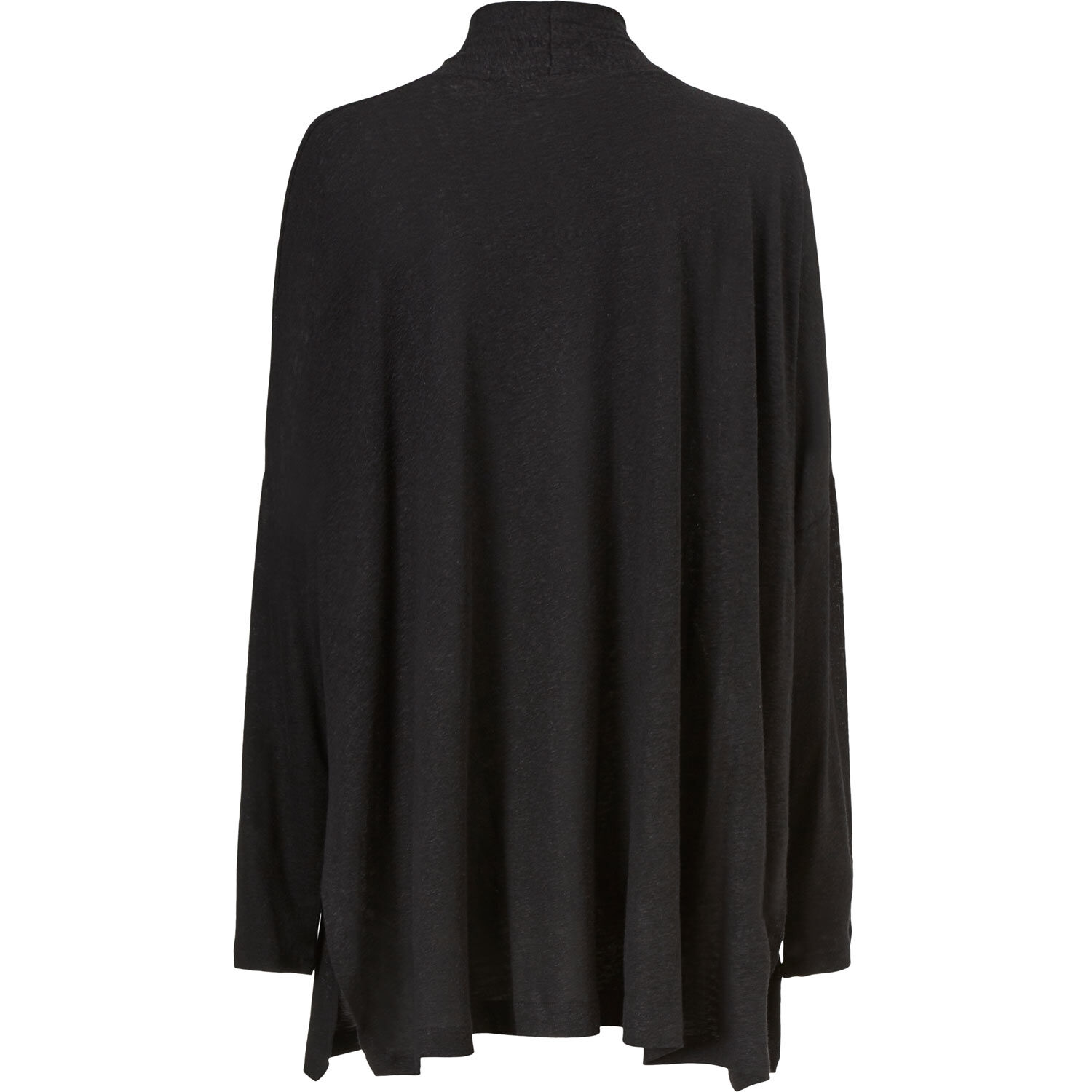 Cardigan aus Leinenmix mit Taschen, Black