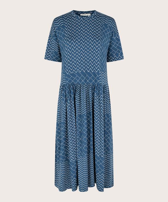 Bedrucktes Jerseykleid mit kurzen Ärmeln, Sargasso Sea