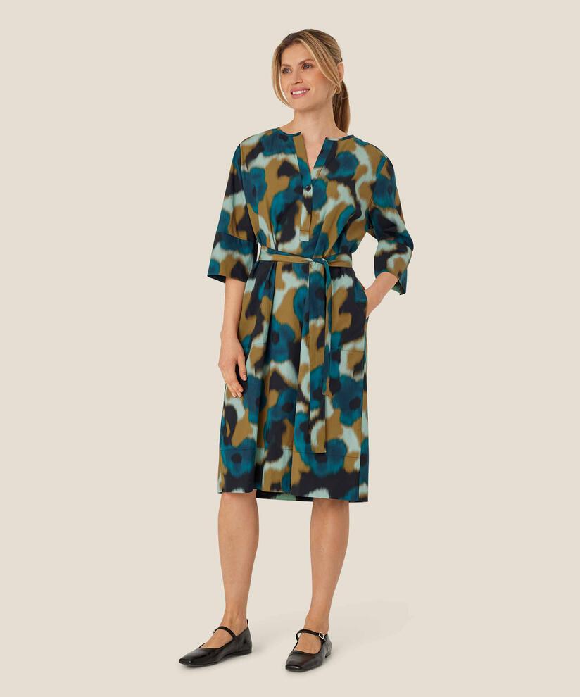 Kleid aus bedruckter Baumwolle mit Eingrifftaschen, Celestial