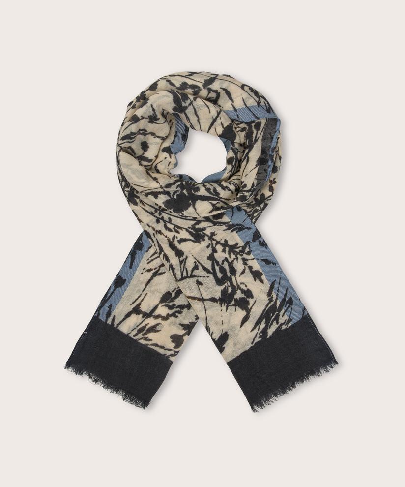 Wollschal mit Blumenmuster, Black