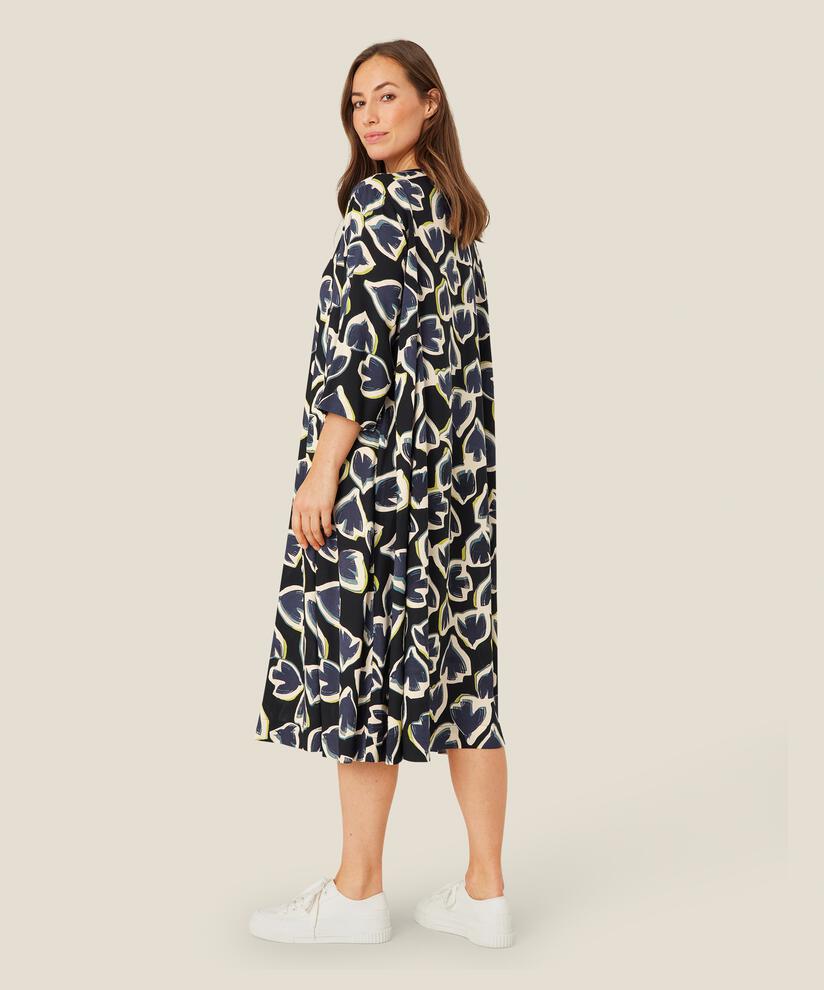Kleid Aus Viskose Mit Knopf Am Hals, Maritime Blue