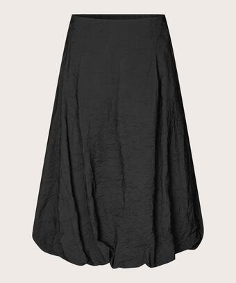 Viskoserock mit Eingrifftaschen und elastischem Saum, Black