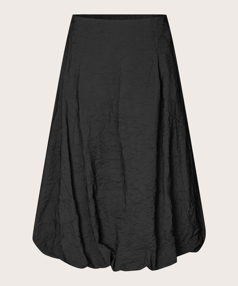 Viskoserock mit Eingrifftaschen und elastischem Saum, Black