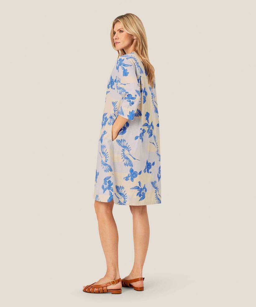 Bedrucktes Kleid mit V-Ausschnitt und Eingrifftaschen, Heather