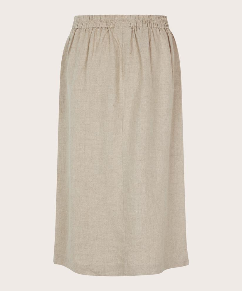 Leinenrock mit Schlitz vorne und Eingrifftaschen, Natural