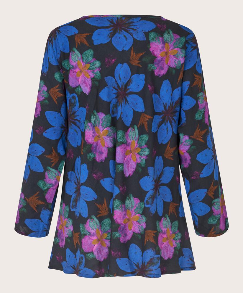 Viskosebluse mit Rundhalsausschnitt, Wild Aster