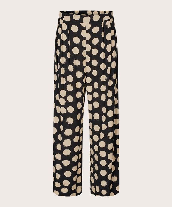 Gemusterte Hose aus Viskose mit Gummizug hinten, Black