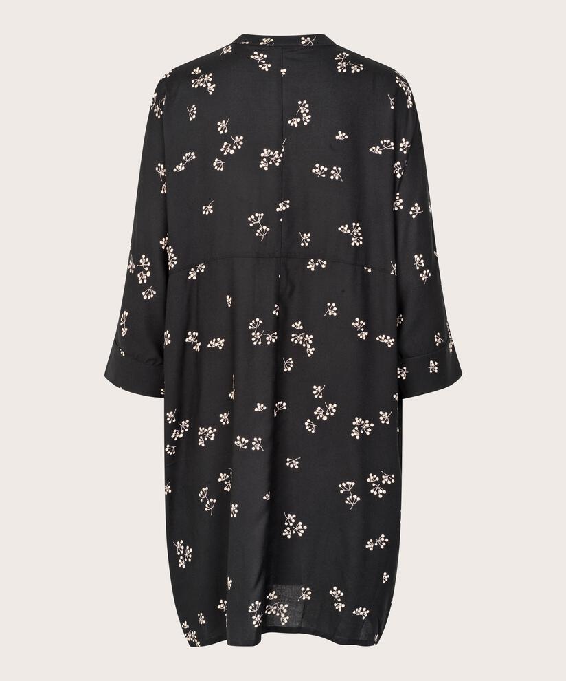 Gemustertes Hemdblusenkleid Aus Viskose, Black