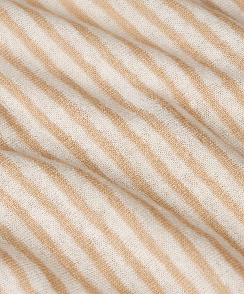 Gestreiftes Jersey-Top aus Leinenmischung, Pale Khaki
